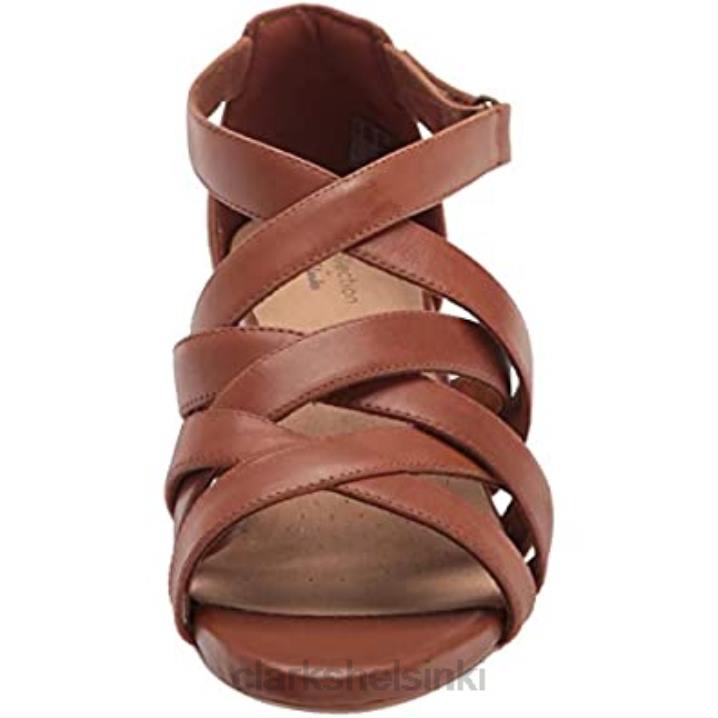 clarks tan nahkainen naisten lorene pop-korkoinen sandaali Clarks naiset 2DHN2913