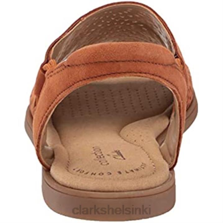 clarks tummanruskea mokkanahka naisten reyna pyörteilevä litteä sandaali Clarks naiset 2DHN1585 tummanruskea mokka