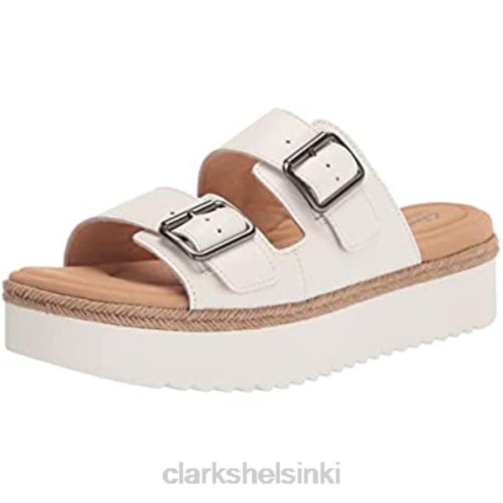 clarks valkoinen nahka naisten Lana Beach liukumäki sandaali Clarks naiset 2DHN1721 valkoista nahkaa
