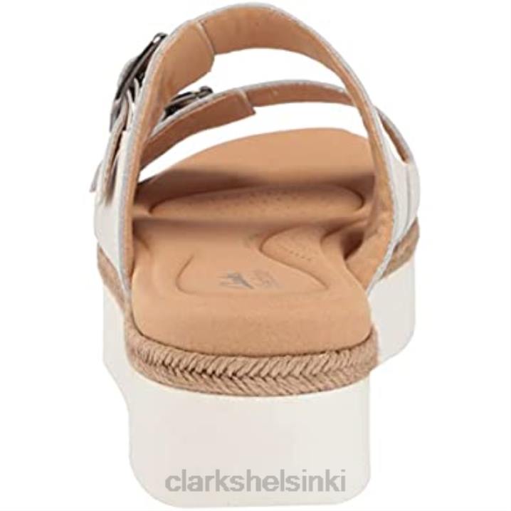clarks valkoinen nahka naisten Lana Beach liukumäki sandaali Clarks naiset 2DHN1721 valkoista nahkaa