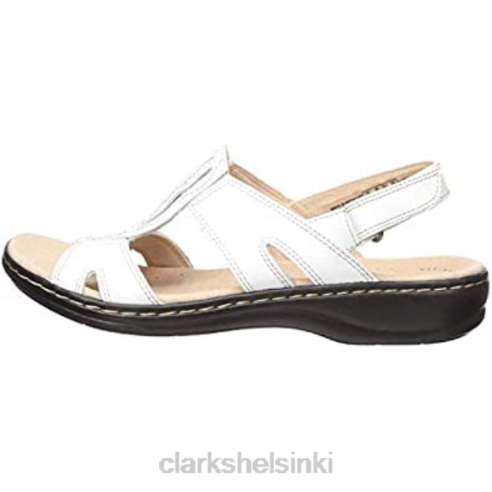 clarks valkoinen nahka naisten leisa skip flat sandaalit Clarks naiset 2DHN57 valkoista nahkaa