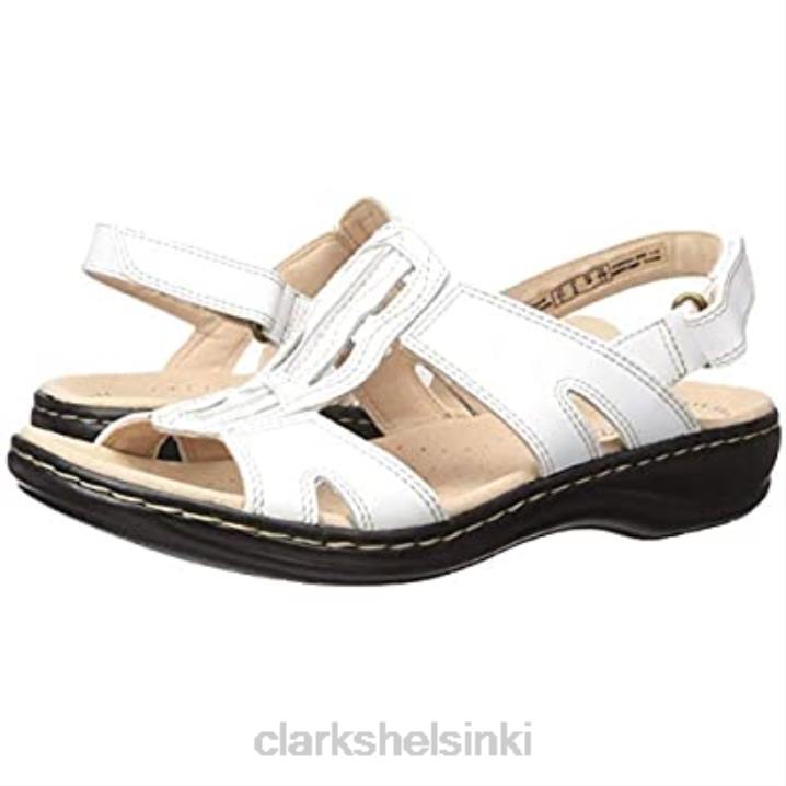 clarks valkoinen nahka naisten leisa skip flat sandaalit Clarks naiset 2DHN57 valkoista nahkaa