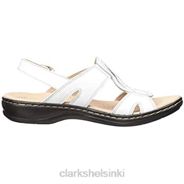clarks valkoinen nahka naisten leisa skip flat sandaalit Clarks naiset 2DHN57 valkoista nahkaa