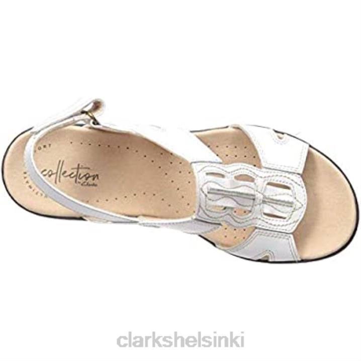 clarks valkoinen nahka naisten leisa skip flat sandaalit Clarks naiset 2DHN57 valkoista nahkaa