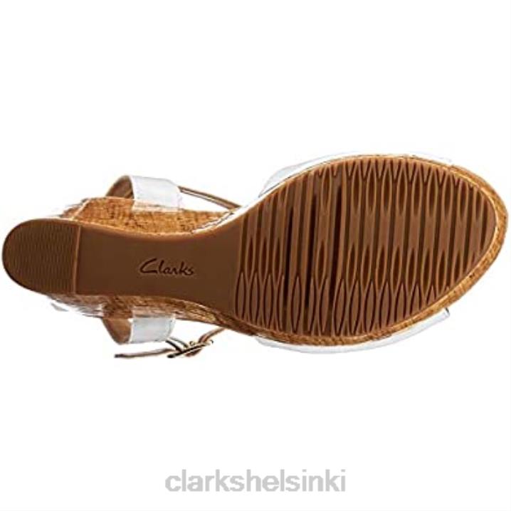 clarks white patentoitu synteettinen naisten annadel mystic -korkoinen sandaali Clarks naiset 2DHN2049 valkoinen patentoitu synteettinen materiaali