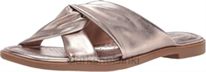 metallinen clarks naisten reyna twist litteä sandaali Clarks naiset 2DHN2299 metallinen