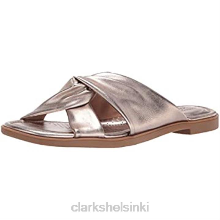 metallinen clarks naisten reyna twist litteä sandaali Clarks naiset 2DHN2299 metallinen