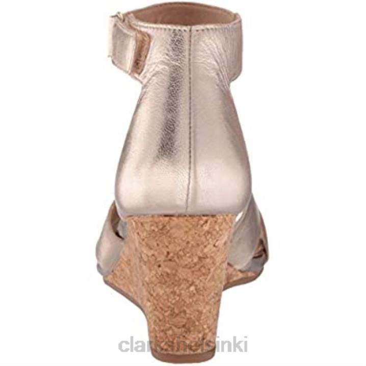 metallinen nahkainen clarks naisten margee gracie wedge sandaali Clarks naiset 2DHN2131 metallinen nahka