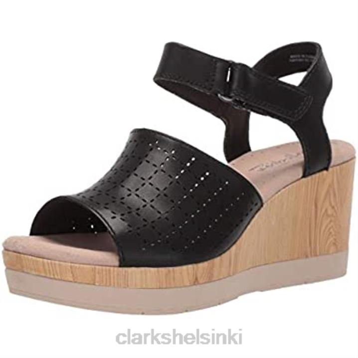 musta nahka naisten cammy glory wedge sandaali clarks Clarks naiset 2DHN1540 musta nahka