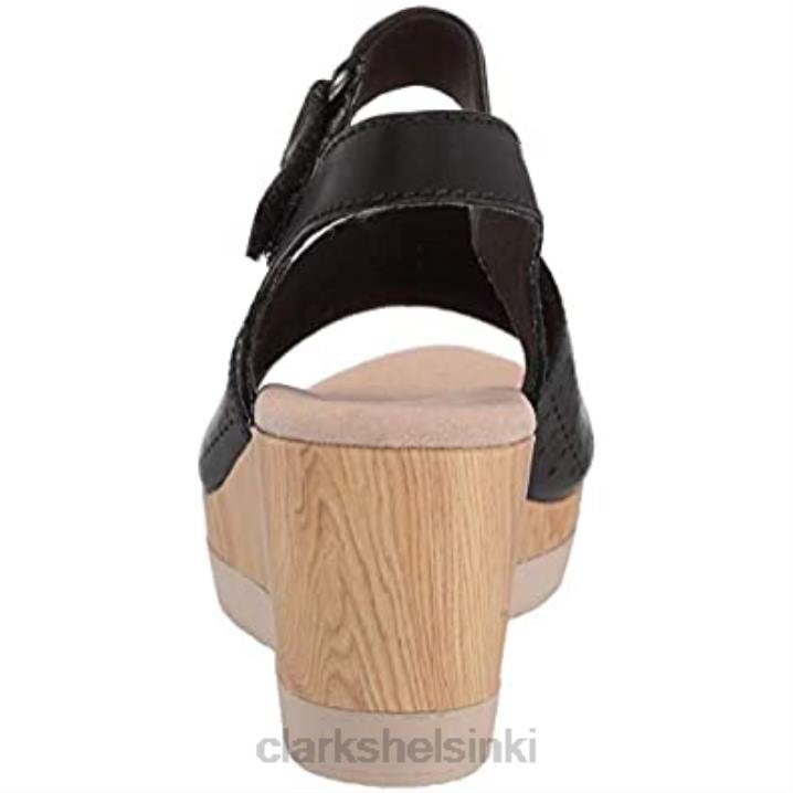 musta nahka naisten cammy glory wedge sandaali clarks Clarks naiset 2DHN1540 musta nahka
