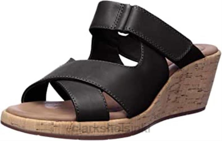 musta nahka naisten un plaza slide wedge sandaali clarks Clarks naiset 2DHN92 musta nahka