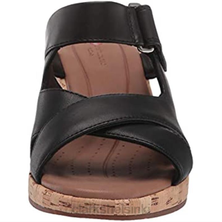 musta nahka naisten un plaza slide wedge sandaali clarks Clarks naiset 2DHN92 musta nahka