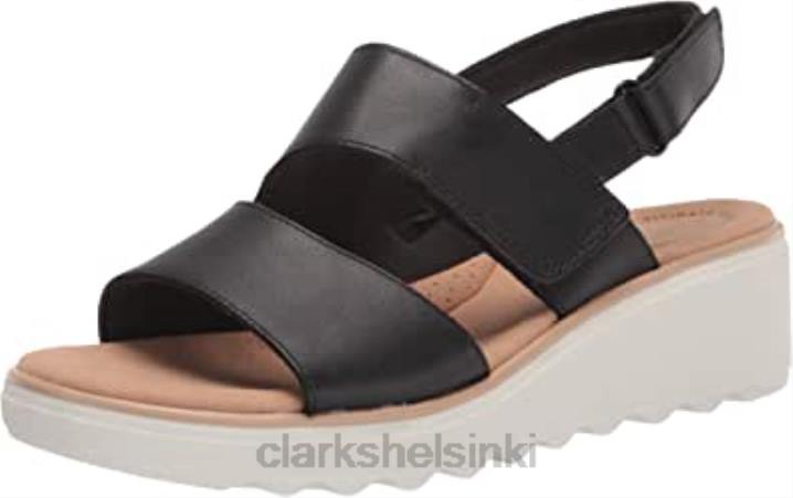 musta nahkainen clarks naisten Jillian Pearl Wedge sandaali Clarks naiset 2DHN1499