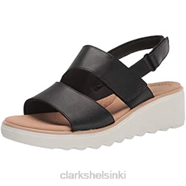 musta nahkainen clarks naisten Jillian Pearl Wedge sandaali Clarks naiset 2DHN1499