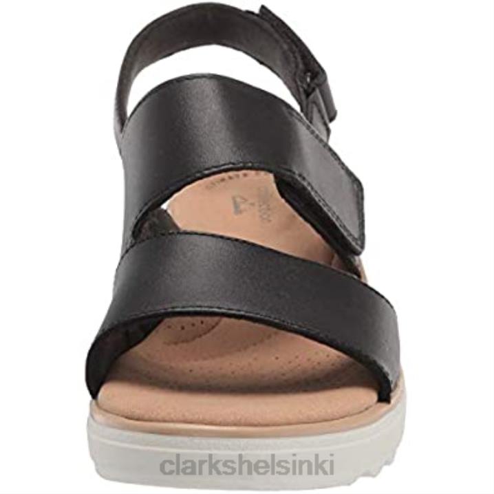 musta nahkainen clarks naisten Jillian Pearl Wedge sandaali Clarks naiset 2DHN1499