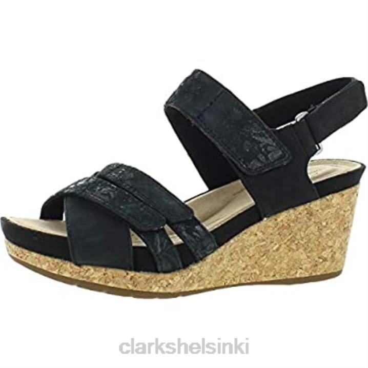 musta nubuck lea combi clarks naisten un capri walk wedge sandaalit Clarks naiset 2DHN411 musta nubuck lea combi
