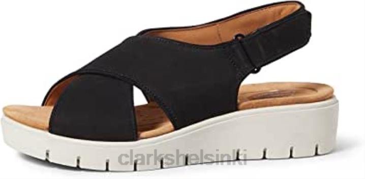 mustat naisten un karely aurinkovarvastossut clarks Clarks naiset 2DHN108 musta nubukki