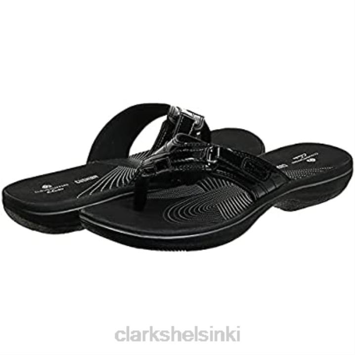 mustat synteettiset patentoidut naisten merituulen varvastossut Clarks naiset 2DHN2044 musta synteettinen patentti