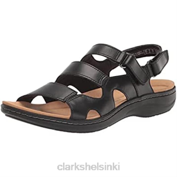 naisten laurieann-tyylinen litteä sandaali clarks musta nahka Clarks naiset 2DHN2205