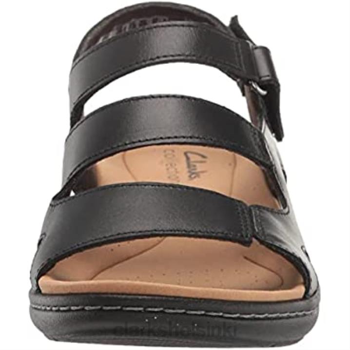 naisten laurieann-tyylinen litteä sandaali clarks musta nahka Clarks naiset 2DHN2205