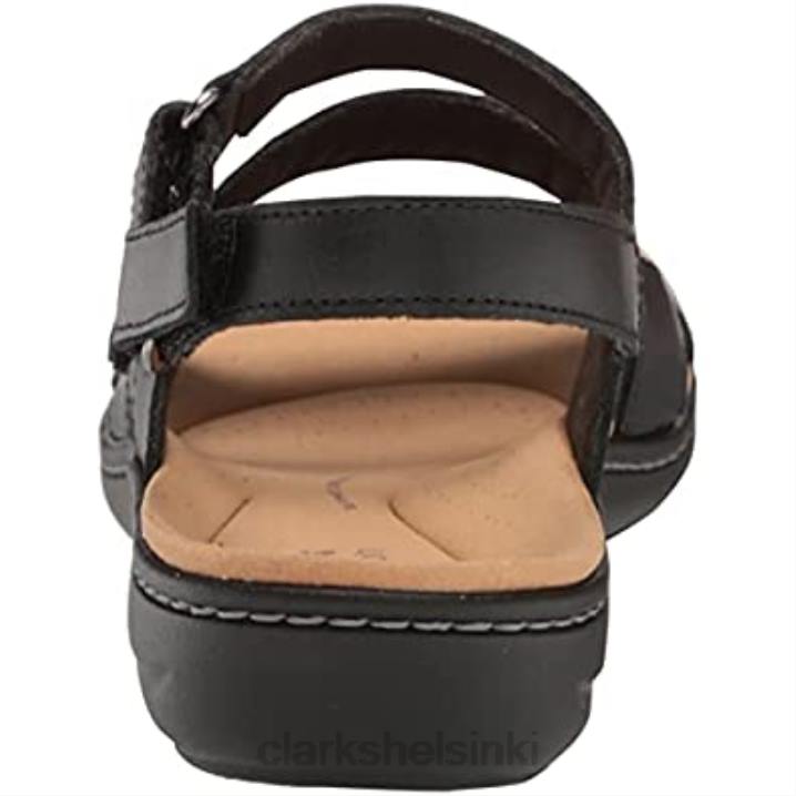 naisten laurieann-tyylinen litteä sandaali clarks musta nahka Clarks naiset 2DHN2205