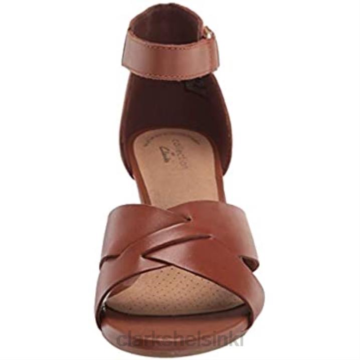 naisten margee gracie wedge sandaali clarks tan nahkaa Clarks naiset 2DHN2007 ruskea nahka
