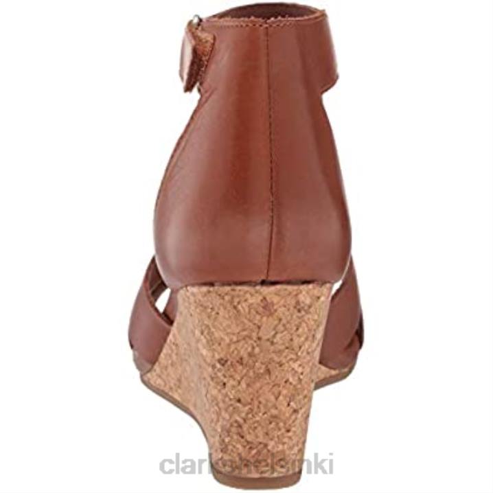 naisten margee gracie wedge sandaali clarks tan nahkaa Clarks naiset 2DHN2007 ruskea nahka