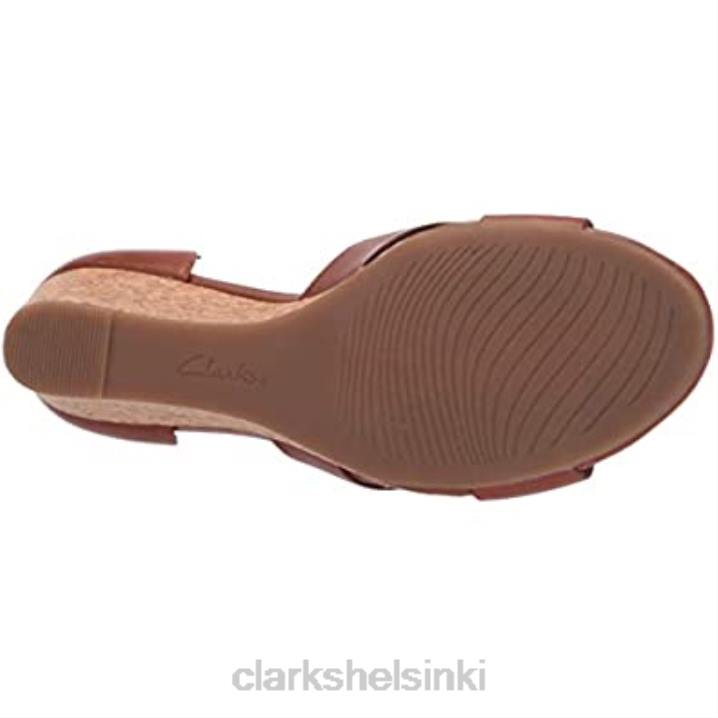 naisten margee gracie wedge sandaali clarks tan nahkaa Clarks naiset 2DHN2007 ruskea nahka