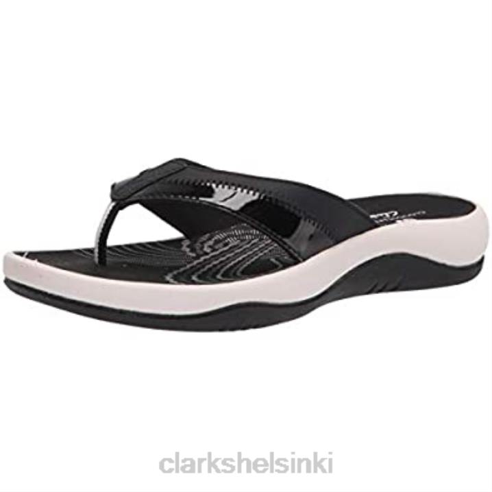naisten sunlabyrintti surffailla flip-flop clarks musta synteettinen patentti Clarks naiset 2DHN623 musta synteettinen patentti