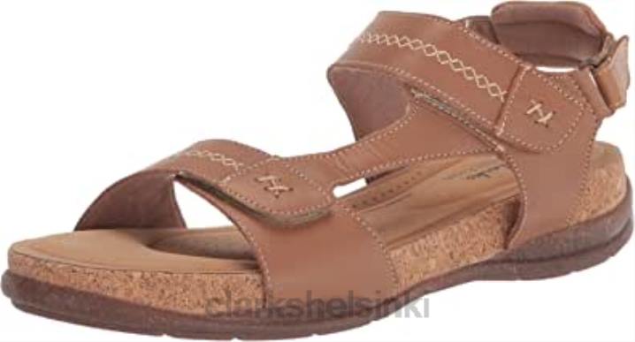 ruskea nahka clarks naisten roseville mae litteät sandaalit Clarks naiset 2DHN1691