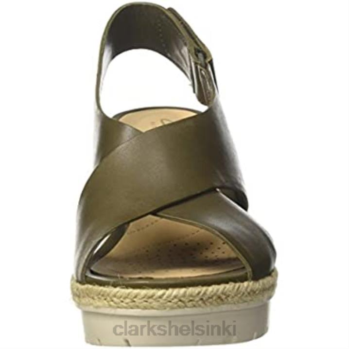 vihreä khaki nahka clarks naisten kämmen g matala nilkkahihna sandaalit Clarks naiset 2DHN2563 vihreä khaki nahka