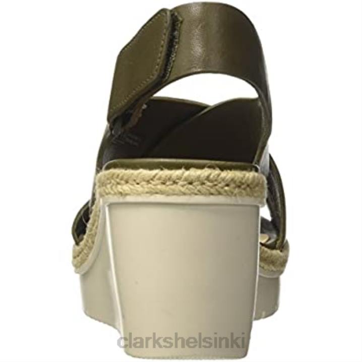 vihreä khaki nahka clarks naisten kämmen g matala nilkkahihna sandaalit Clarks naiset 2DHN2563 vihreä khaki nahka