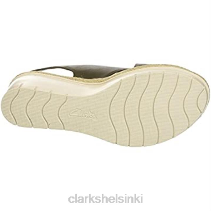 vihreä khaki nahka clarks naisten kämmen g matala nilkkahihna sandaalit Clarks naiset 2DHN2563 vihreä khaki nahka
