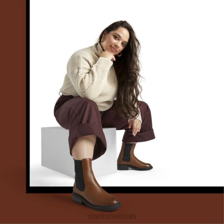 clarks tummanruskea nahka tilham chelsea tummanruskea nahka Clarks naiset 2DHN5305 tummanruskea nahka