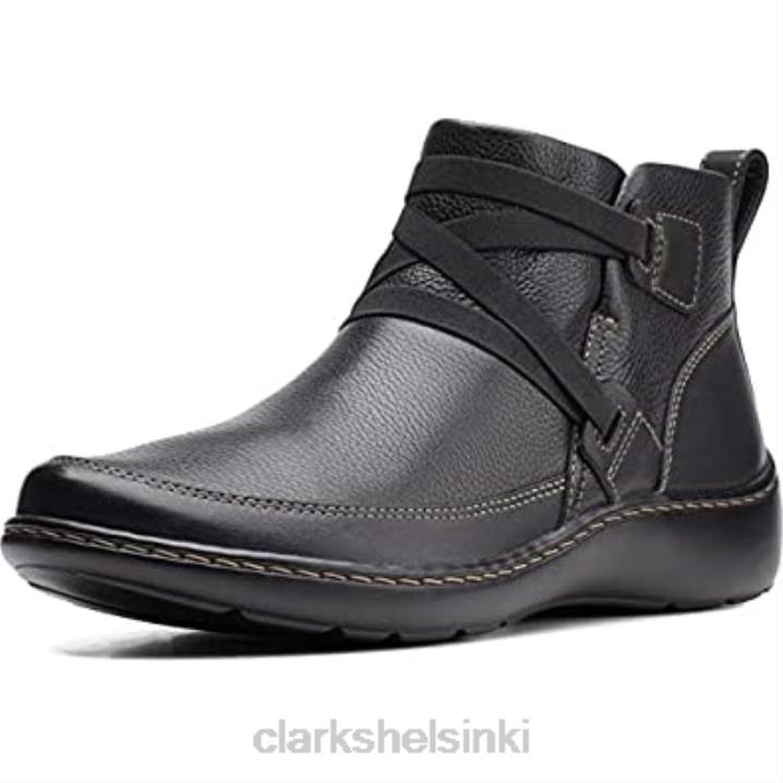 musta nahkainen clarks naisten cora blossom -saappaat Clarks naiset 2DHN1219 musta nahka