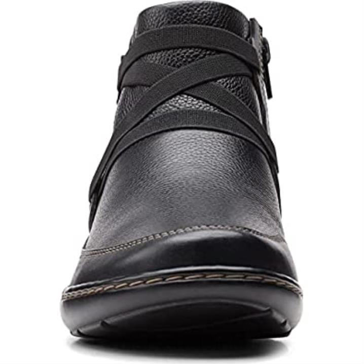 musta nahkainen clarks naisten cora blossom -saappaat Clarks naiset 2DHN1219 musta nahka