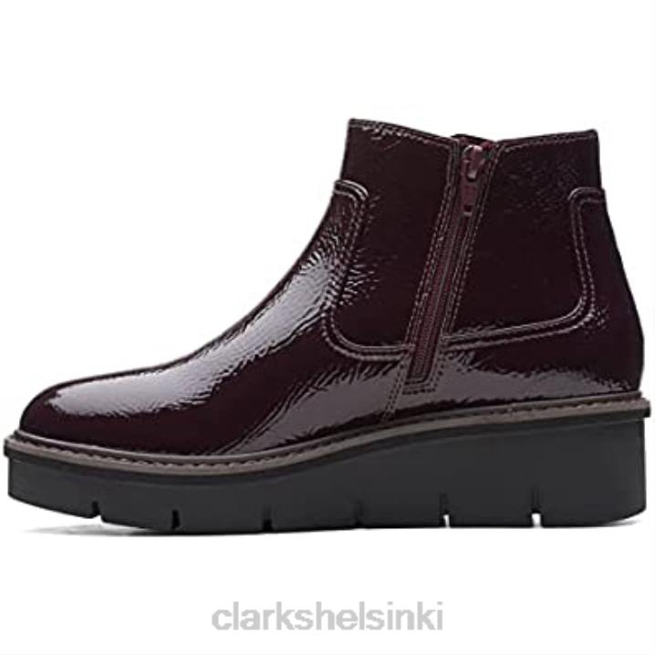 clarks naisten airabell-tyylinen nilkkurit viininpunainen patentti Clarks naiset 2DHN754 viininpunainen patentti