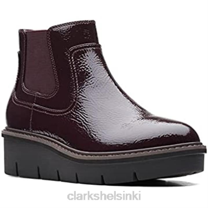 clarks naisten airabell-tyylinen nilkkurit viininpunainen patentti Clarks naiset 2DHN754 viininpunainen patentti