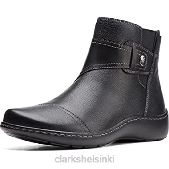 clarks naisten cora trooppinen nahka metallinen nilkkurit musta nahka Clarks naiset 2DHN1682 musta nahka