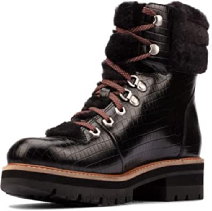 orianna hiker tumma rusketus nahka clarks musta krokotiili Clarks sukupuolineutraali 2DHN1207 musta krokko
