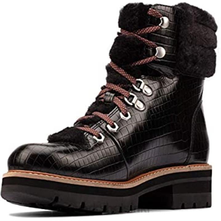 orianna hiker tumma rusketus nahka clarks musta krokotiili Clarks sukupuolineutraali 2DHN1207 musta krokko